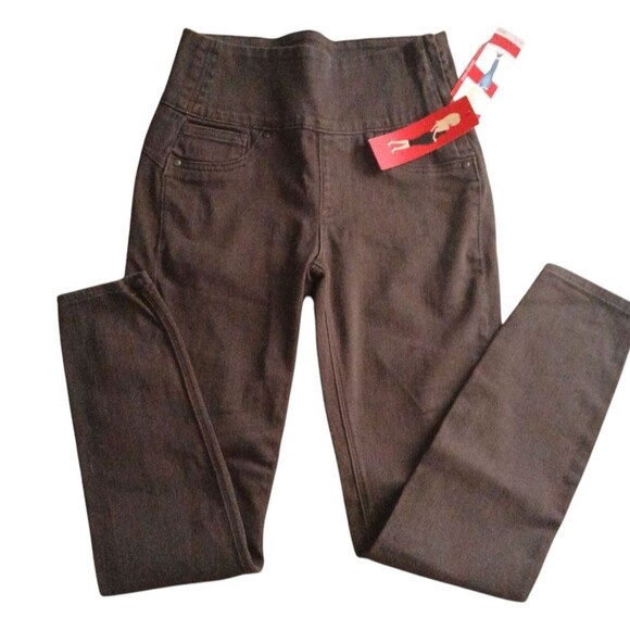 Spanx Denim Leggings Brownstone #2066 Shaping Built In Side Zip Full Coverage M - Picture 4 of 16